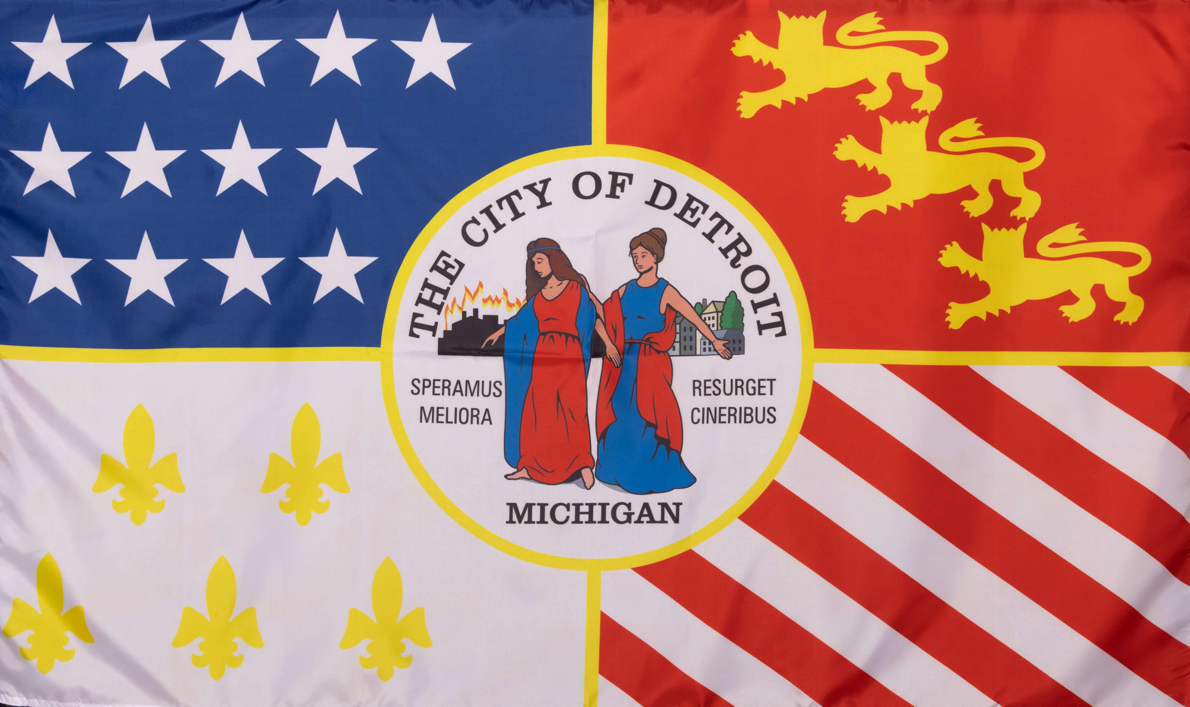 密西根州底特律市市旗-圖片