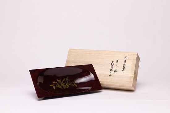 Lacquerware - Zonsei/Goto-nuri Tray with Olive Branch Design-圖片